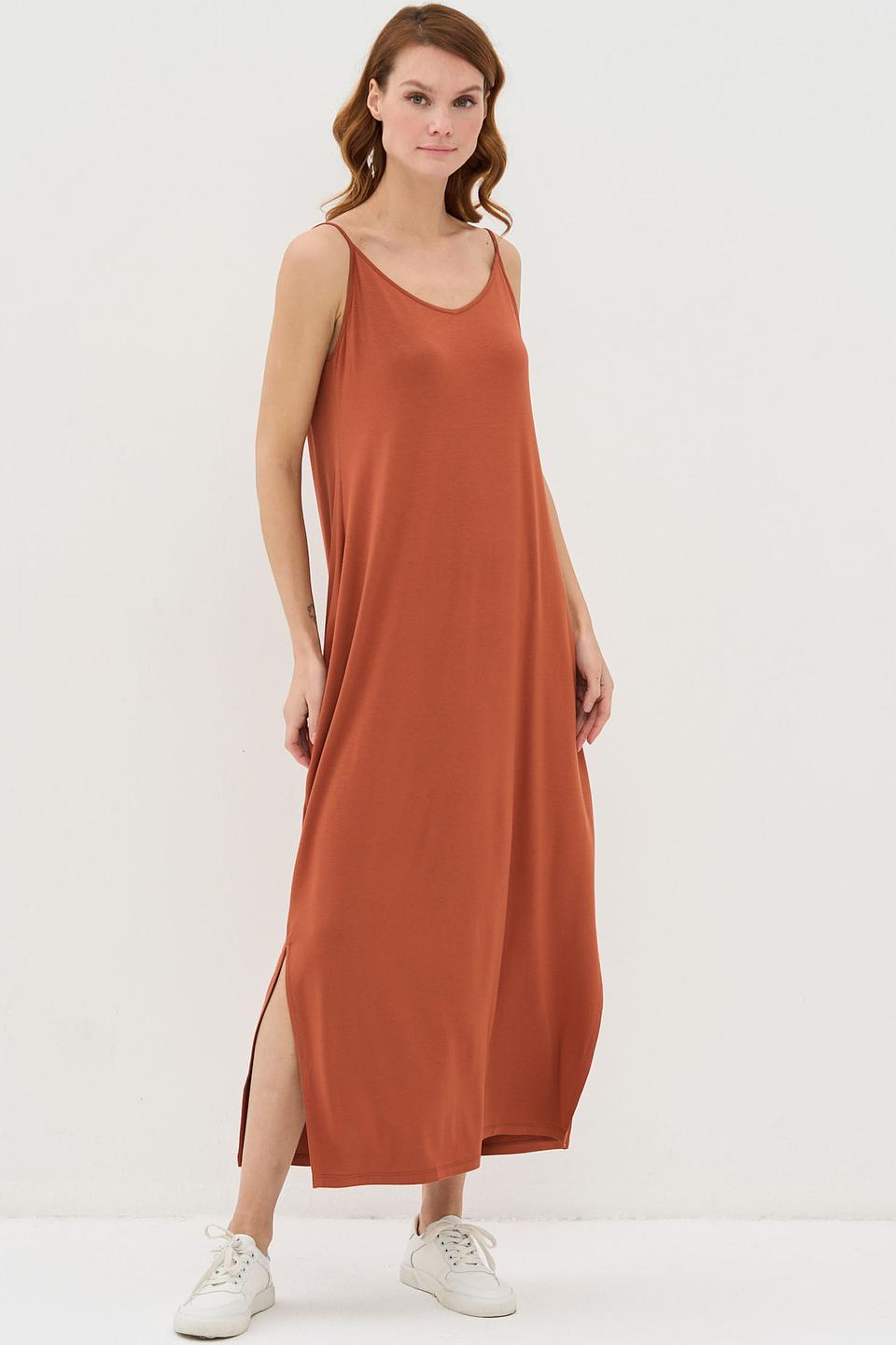 Платье VAY на бретелях терракотовое