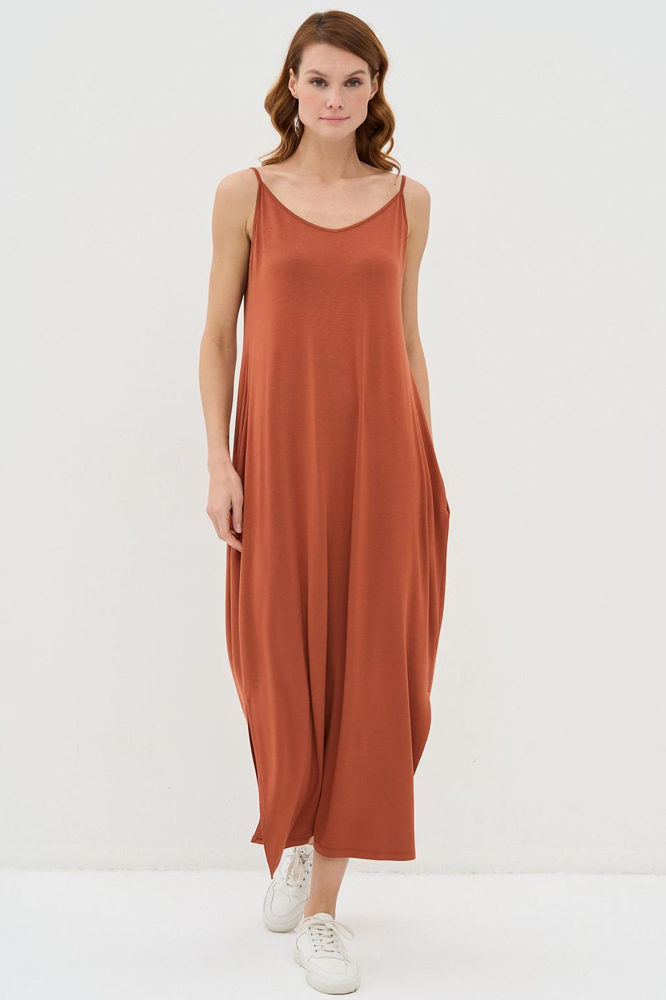 Платье VAY на бретелях терракотовое