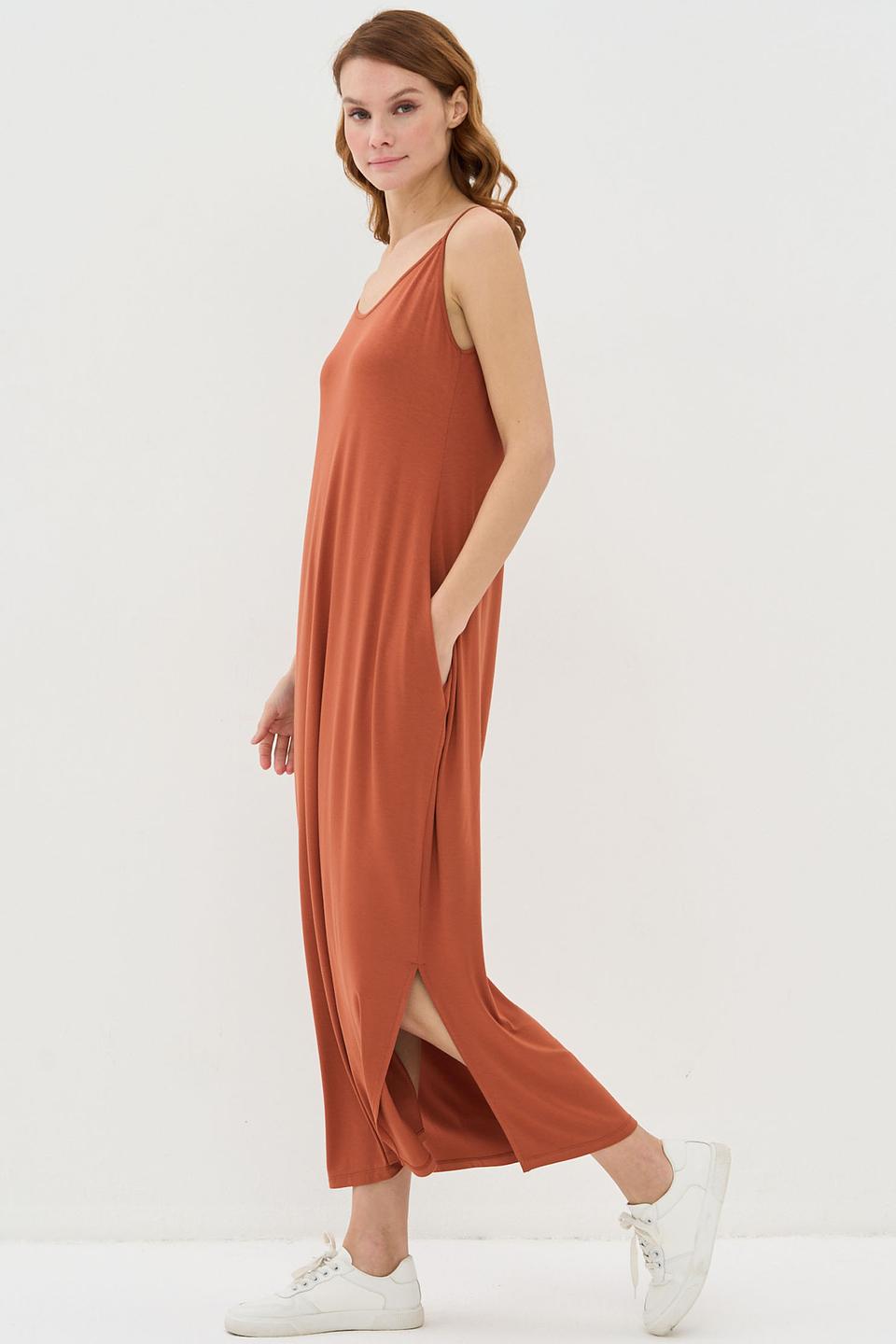 Платье VAY на бретелях терракотовое