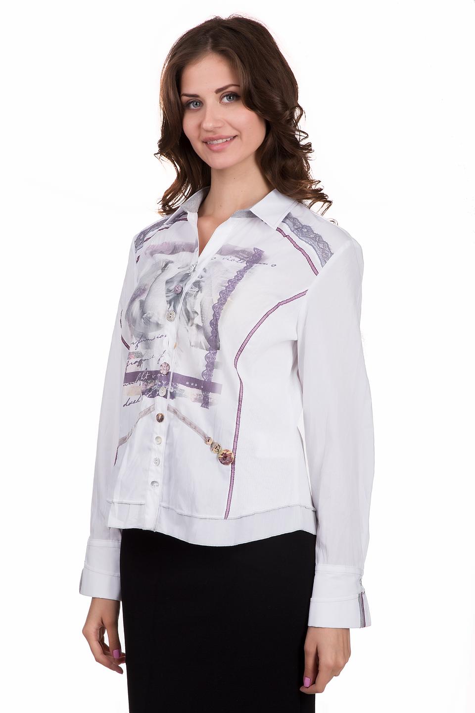 Блуза SE Stenau Белая с принтом и декором