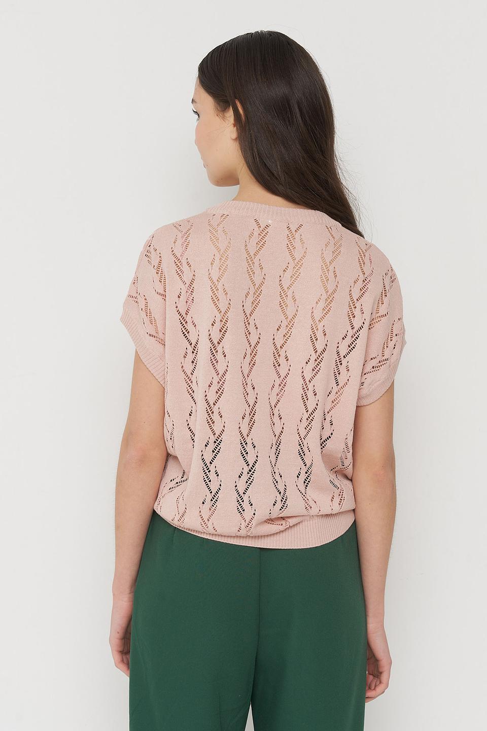 Джемпер VAY с ажурной вязкой бежевый