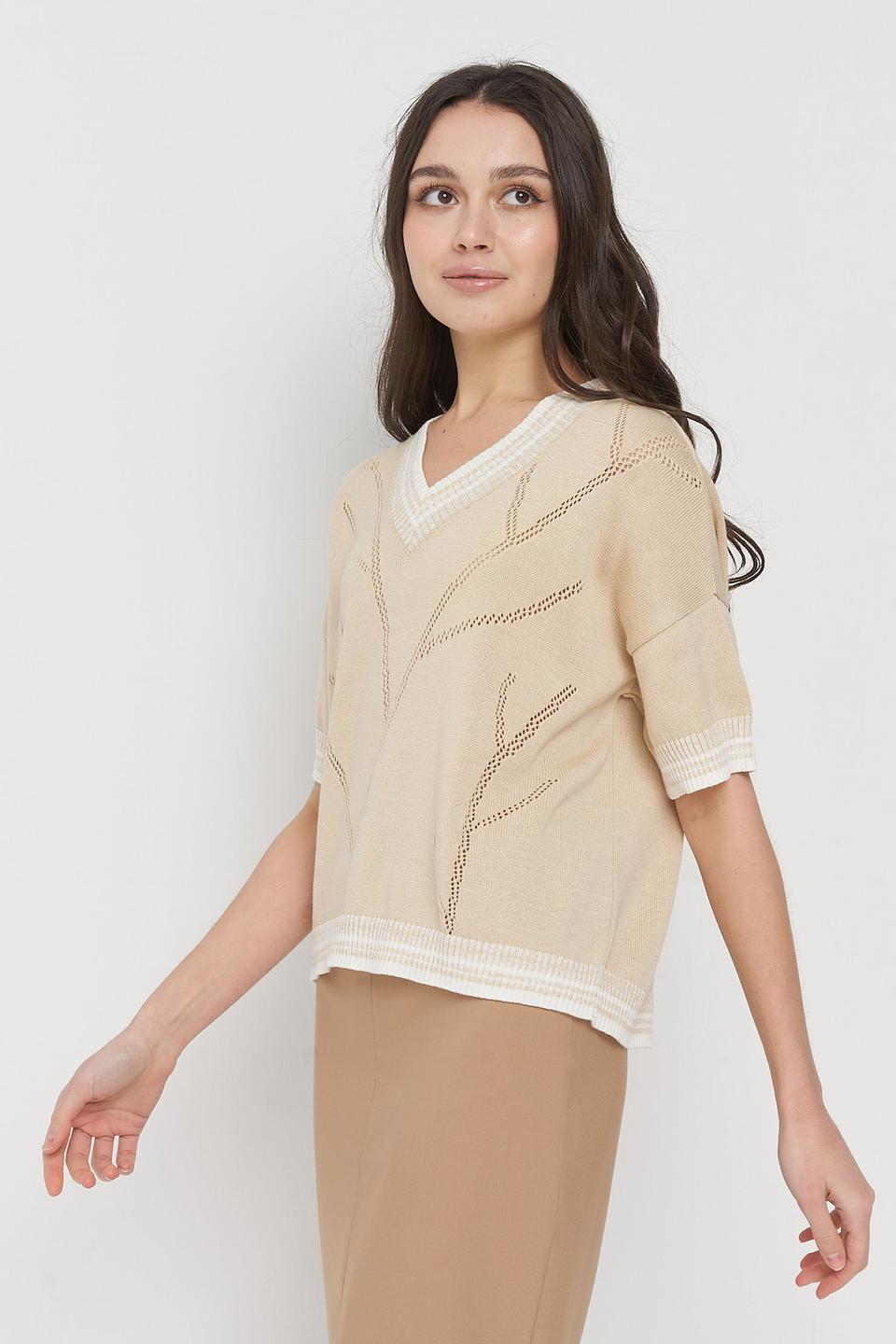 Джемпер VAY с V-образным вырезом бежевый
