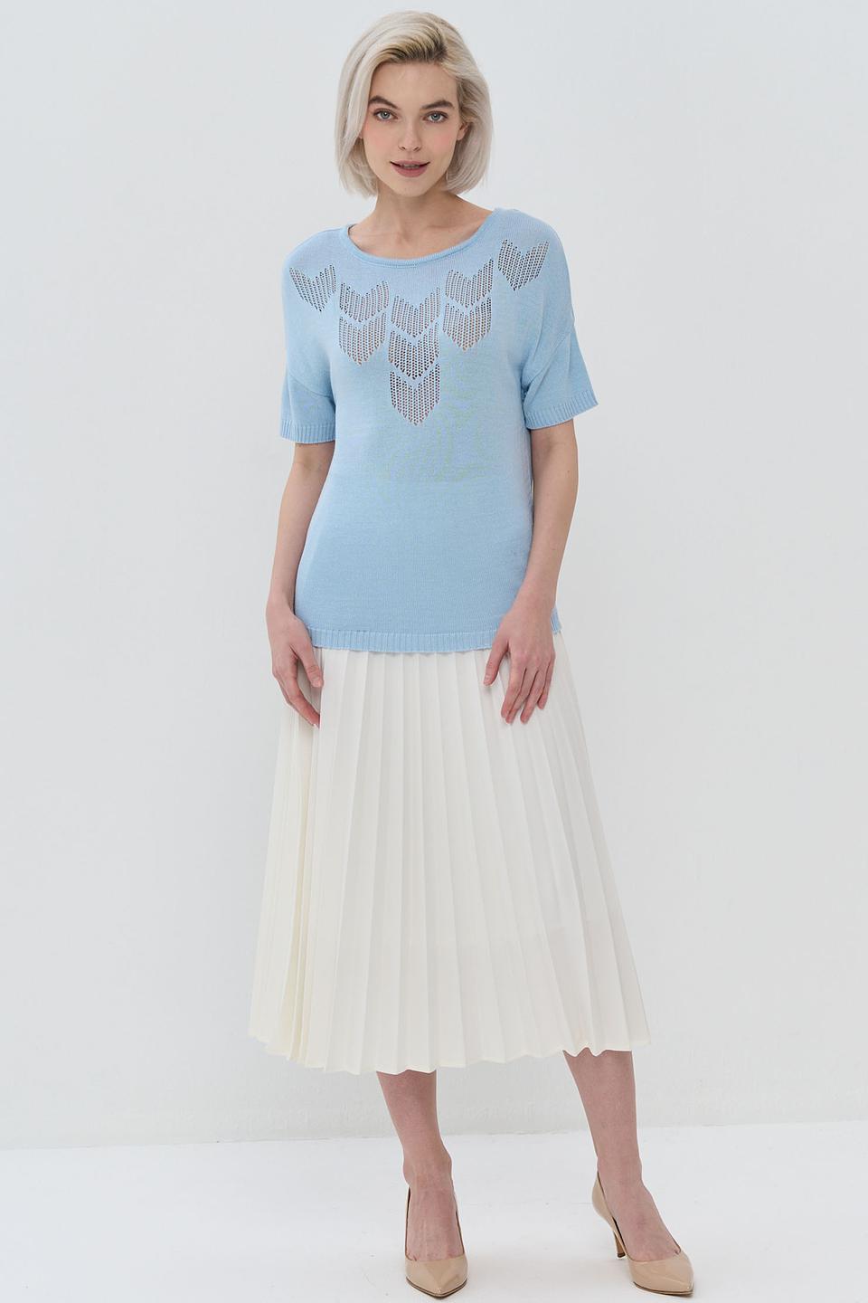 Джемпер VAY голубой с ажурным узором