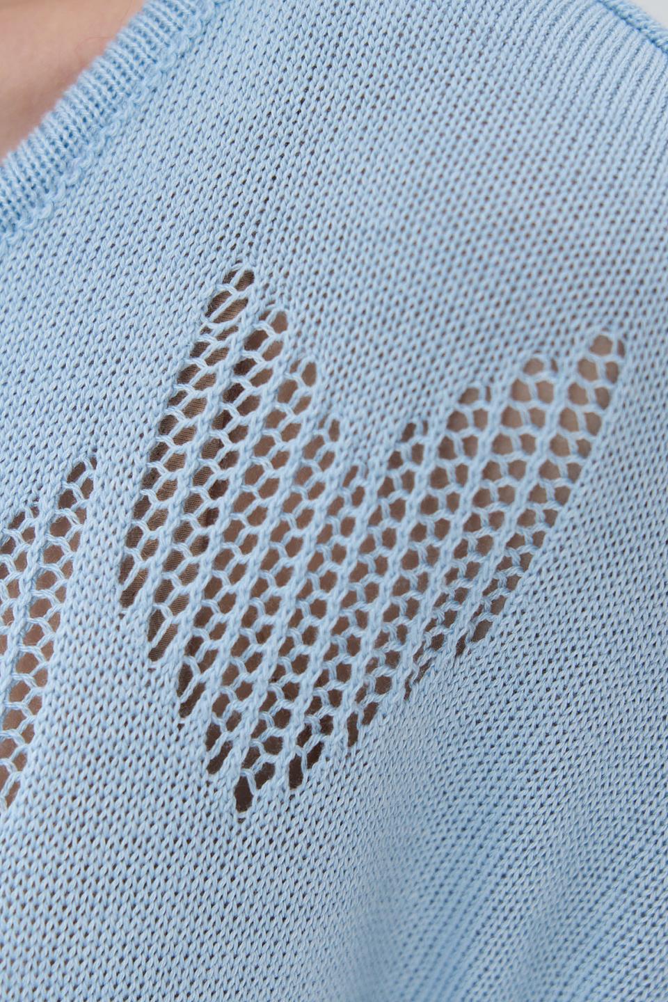 Джемпер VAY голубой с ажурным узором