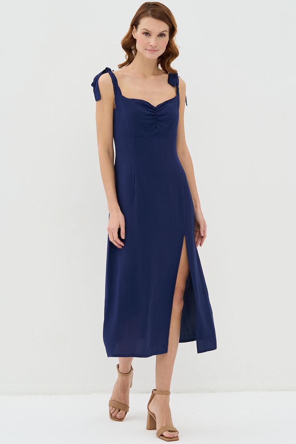 Платье BE YOU синее с завязками
