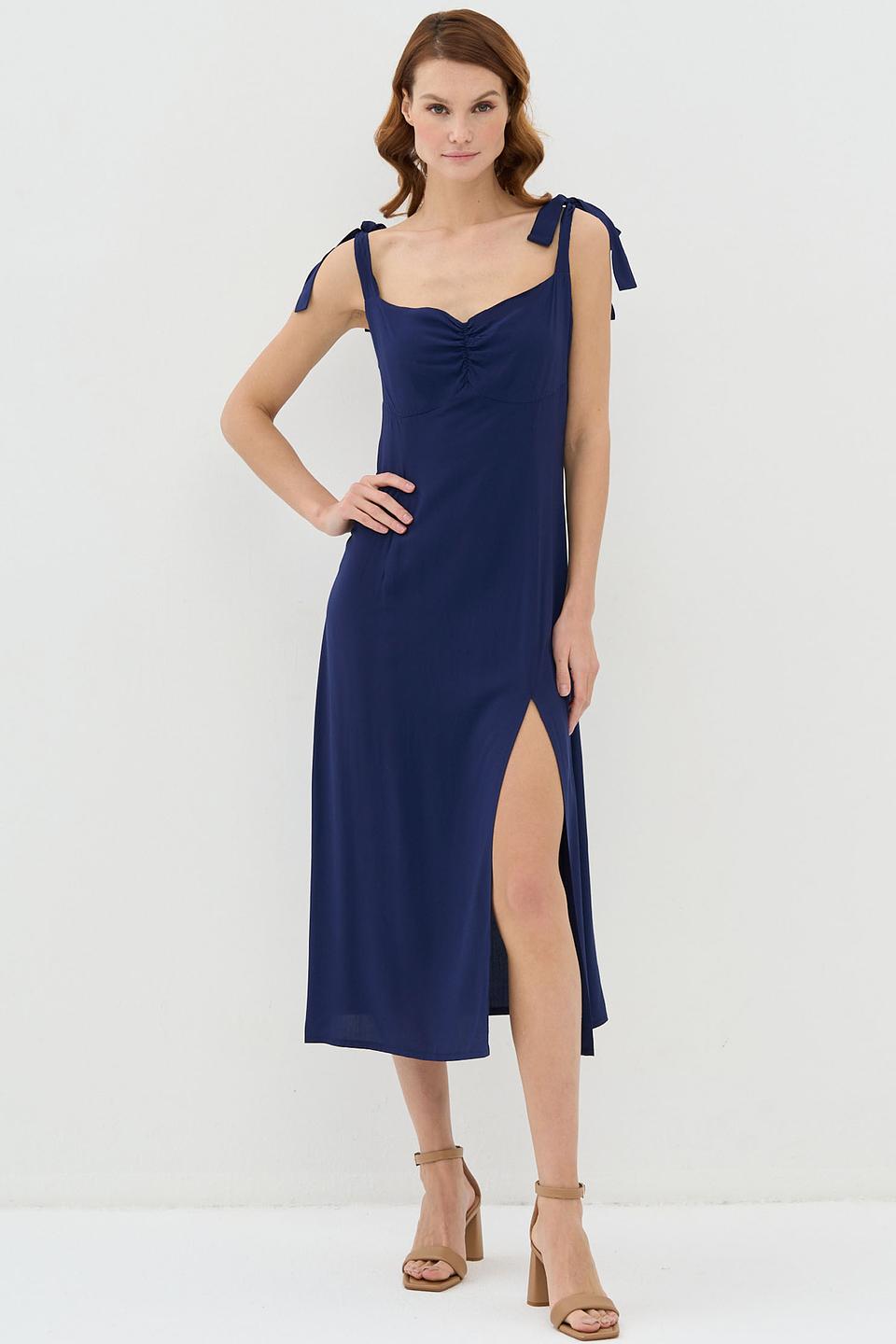 Платье BE YOU синее с завязками