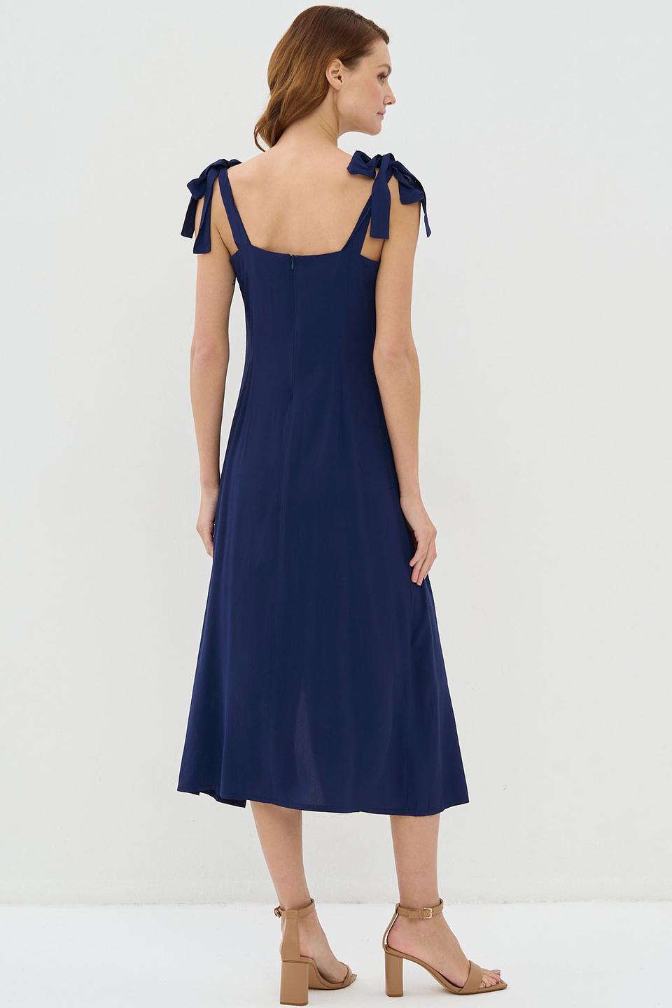 Платье BE YOU синее с завязками