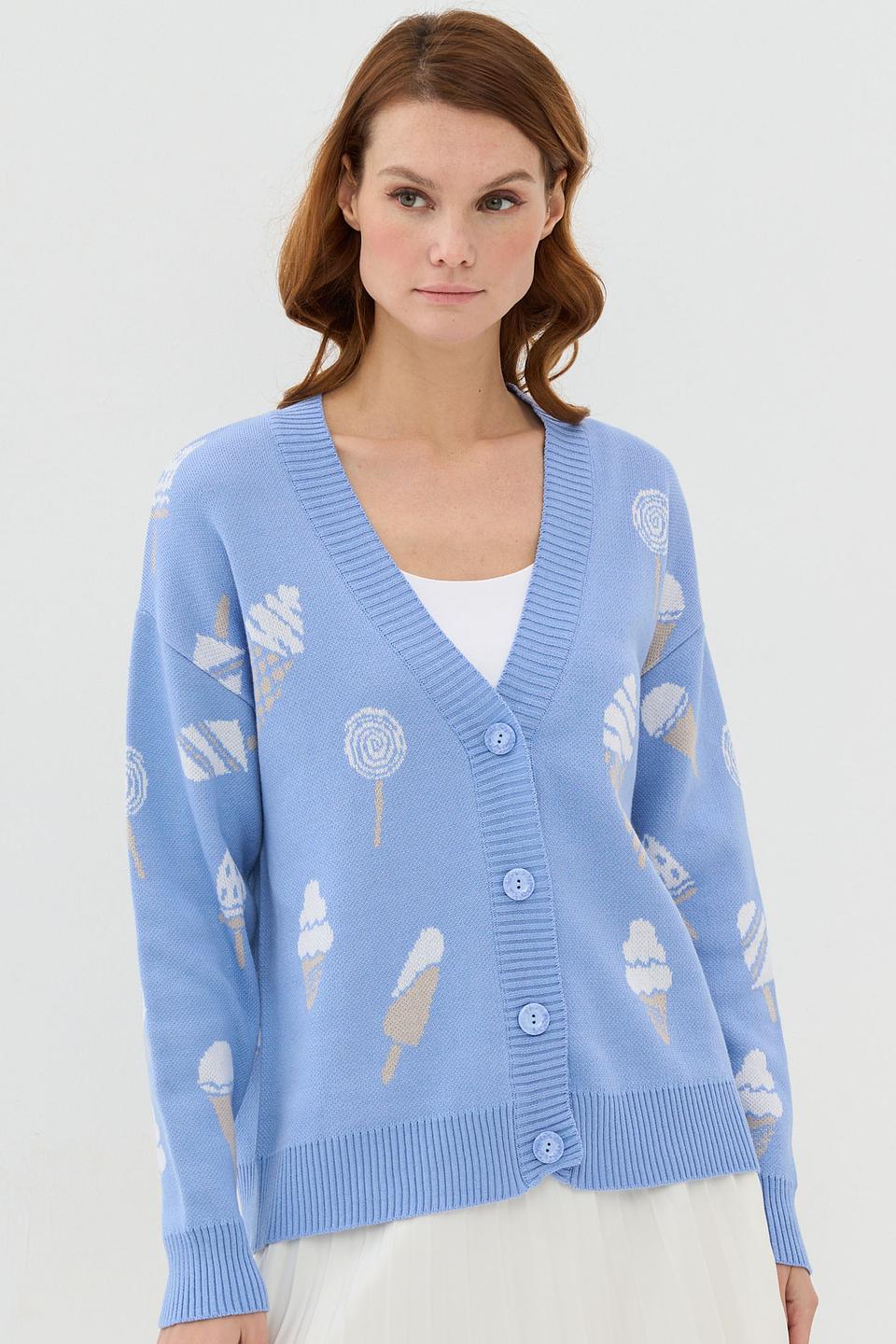 Кардиган BE YOU с принтом мороженое голубой