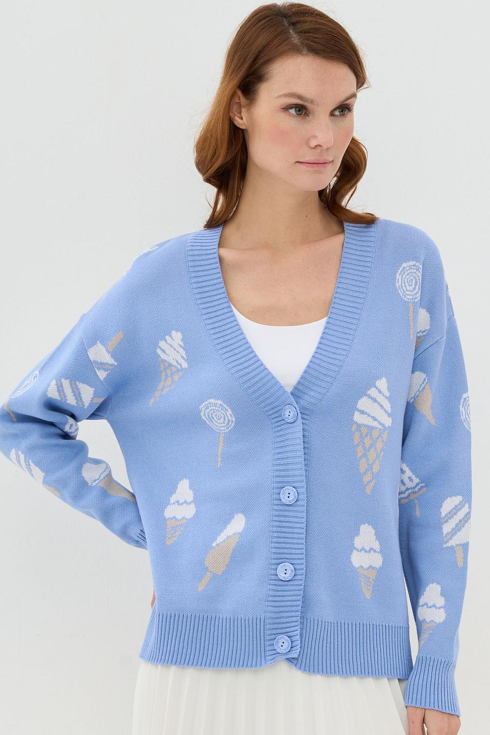Кардиган BE YOU с принтом мороженое голубой