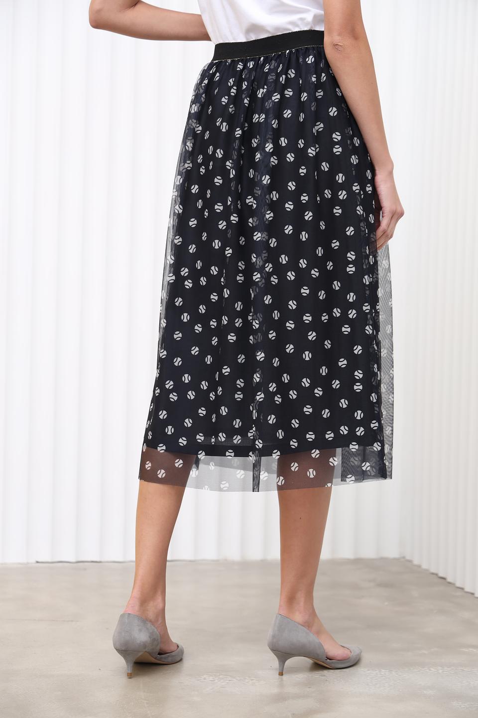 Юбка i Blues с принтом в горошек чёрная