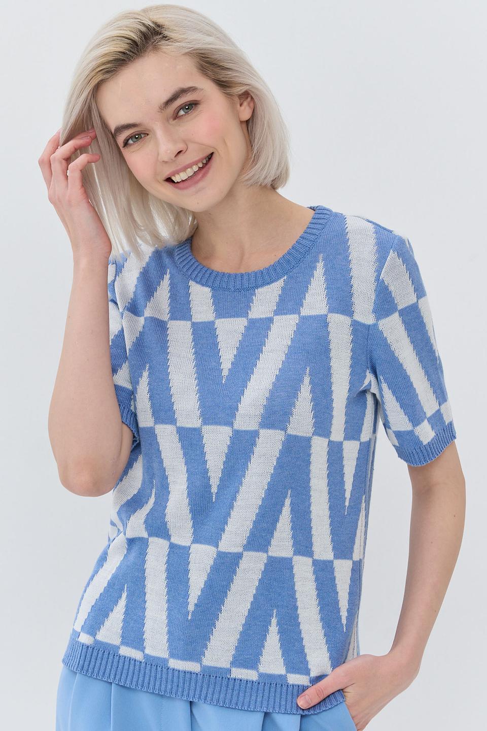 Джемпер NEWVAY с геометрическим узором голубой