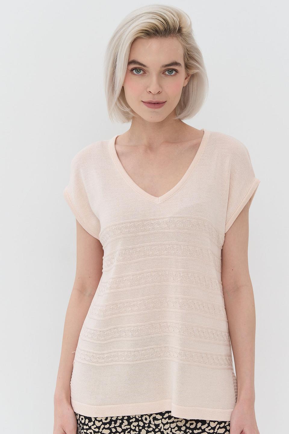 Джемпер NEWVAY с V-образным вырезом розовый