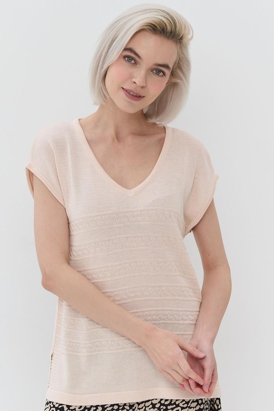 Джемпер NEWVAY с V-образным вырезом розовый