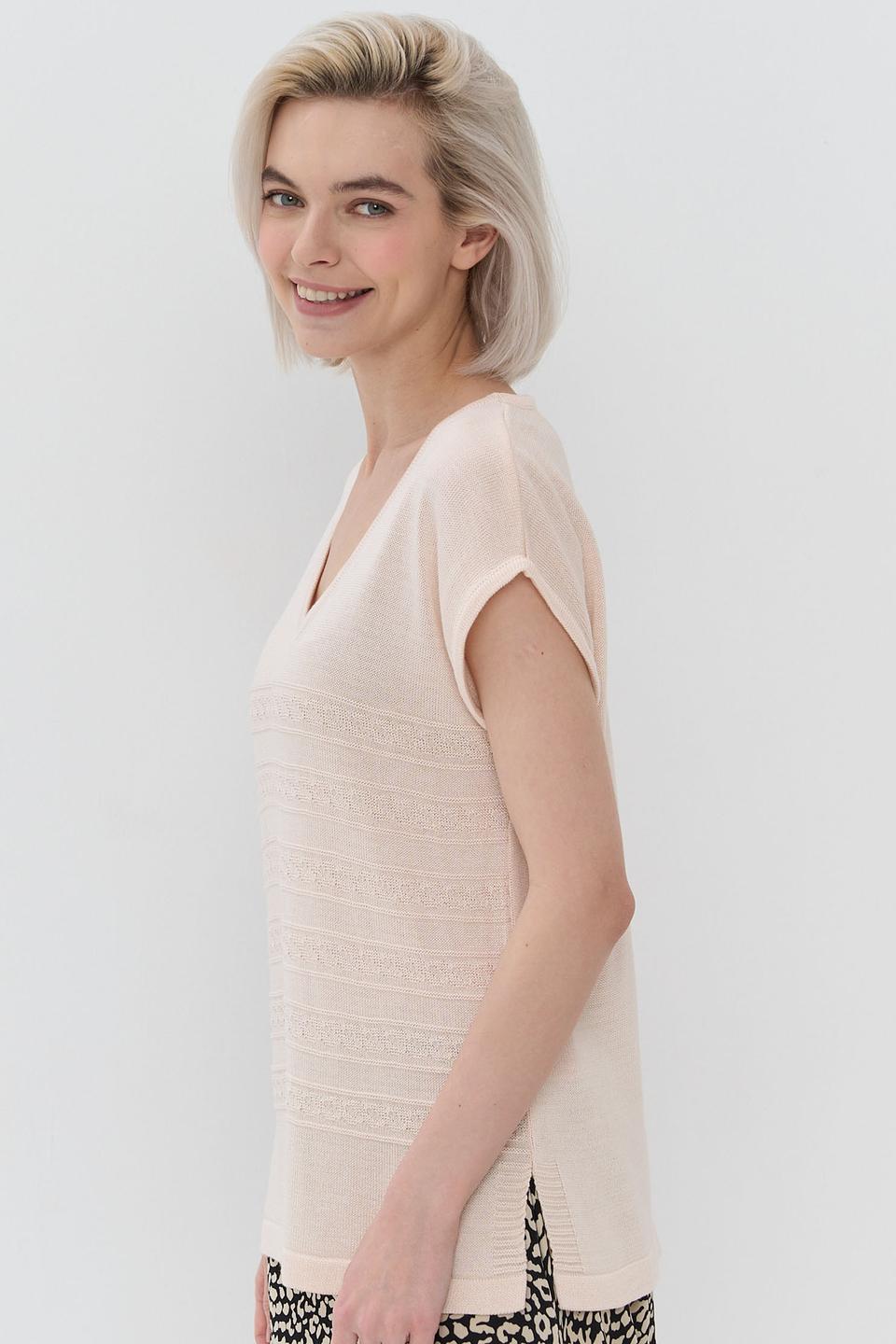 Джемпер NEWVAY с V-образным вырезом розовый