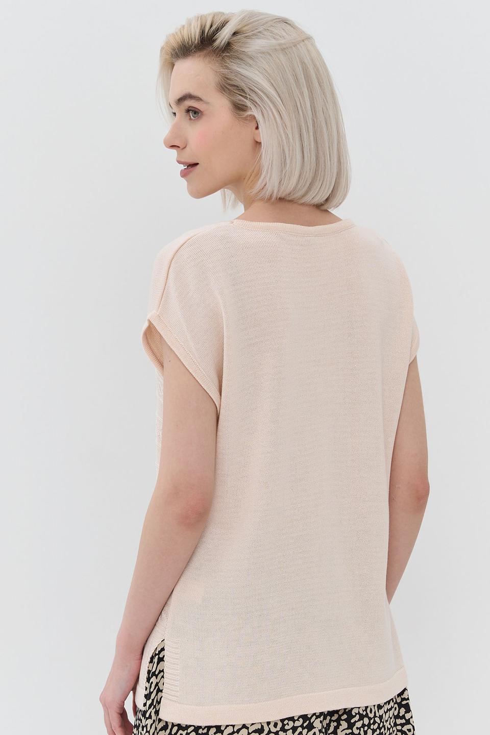 Джемпер NEWVAY с V-образным вырезом розовый