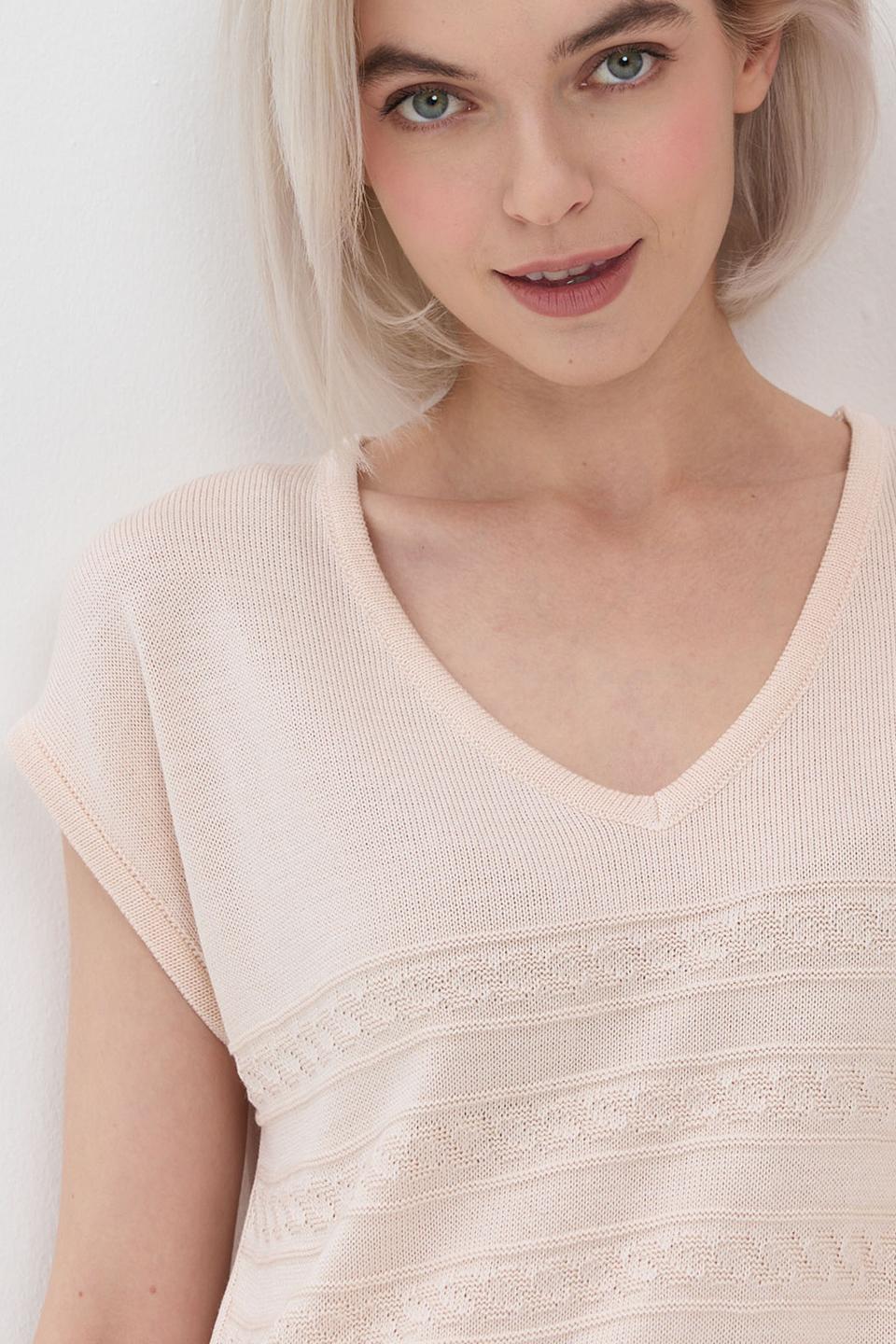 Джемпер NEWVAY с V-образным вырезом розовый