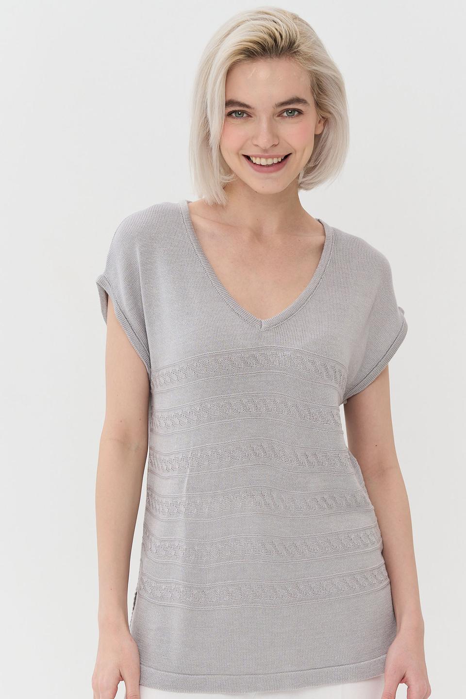 Джемпер NEWVAY с V-образным вырезом серый