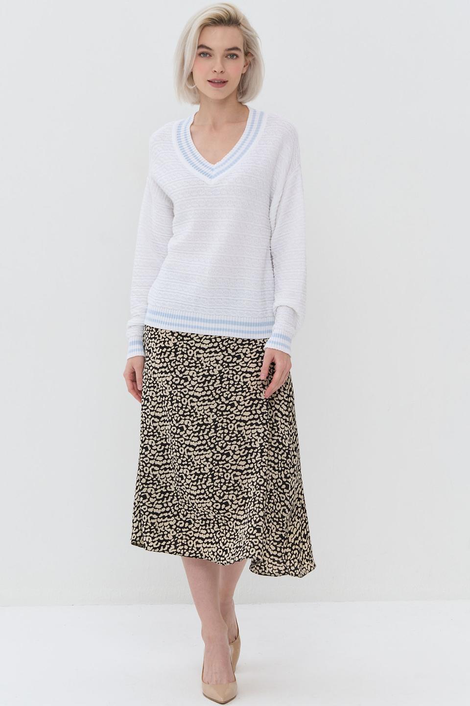 Джемпер NEWVAY с V-образным вырезом белый