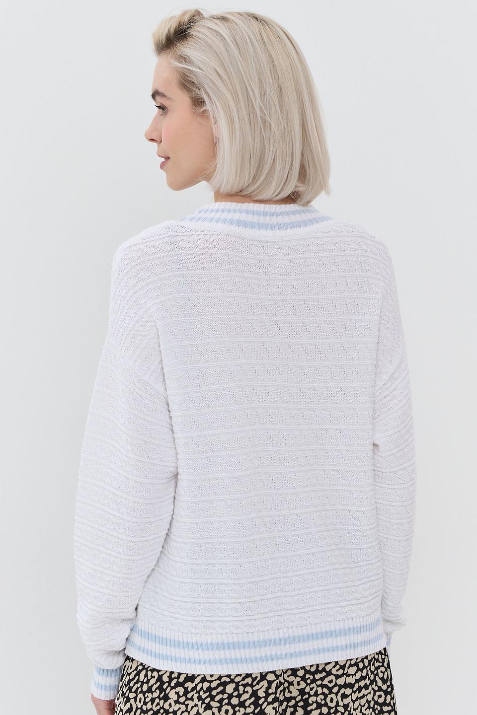 Джемпер NEWVAY с V-образным вырезом белый