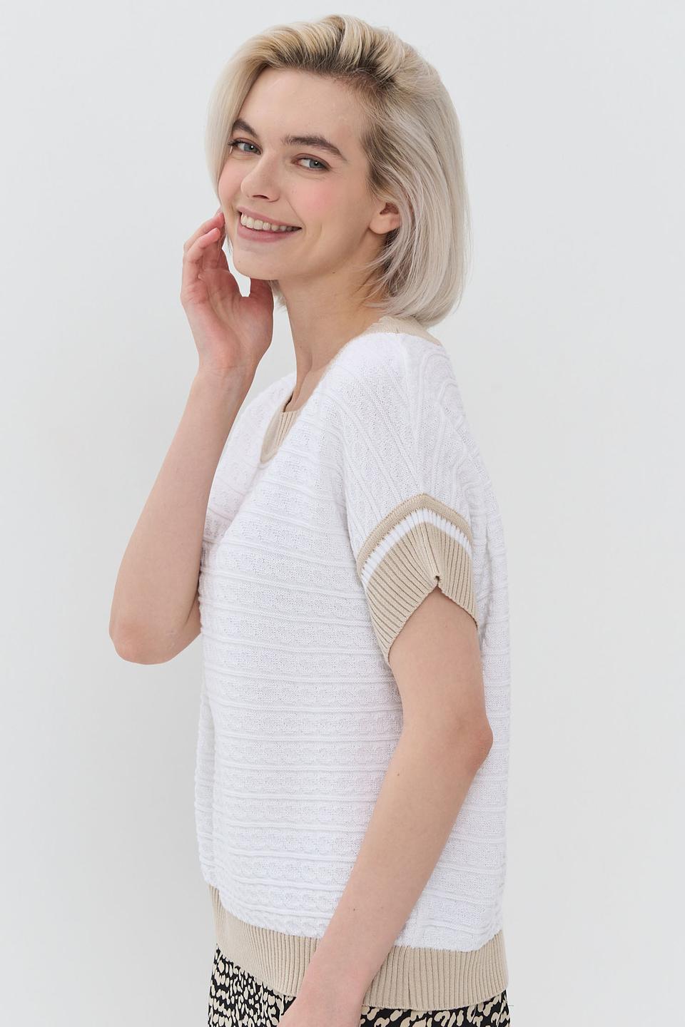 Джемпер NEWVAY с полоской бежевый