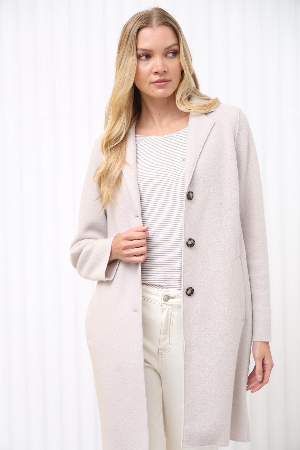 Пальто Oui шерстяное бежевое