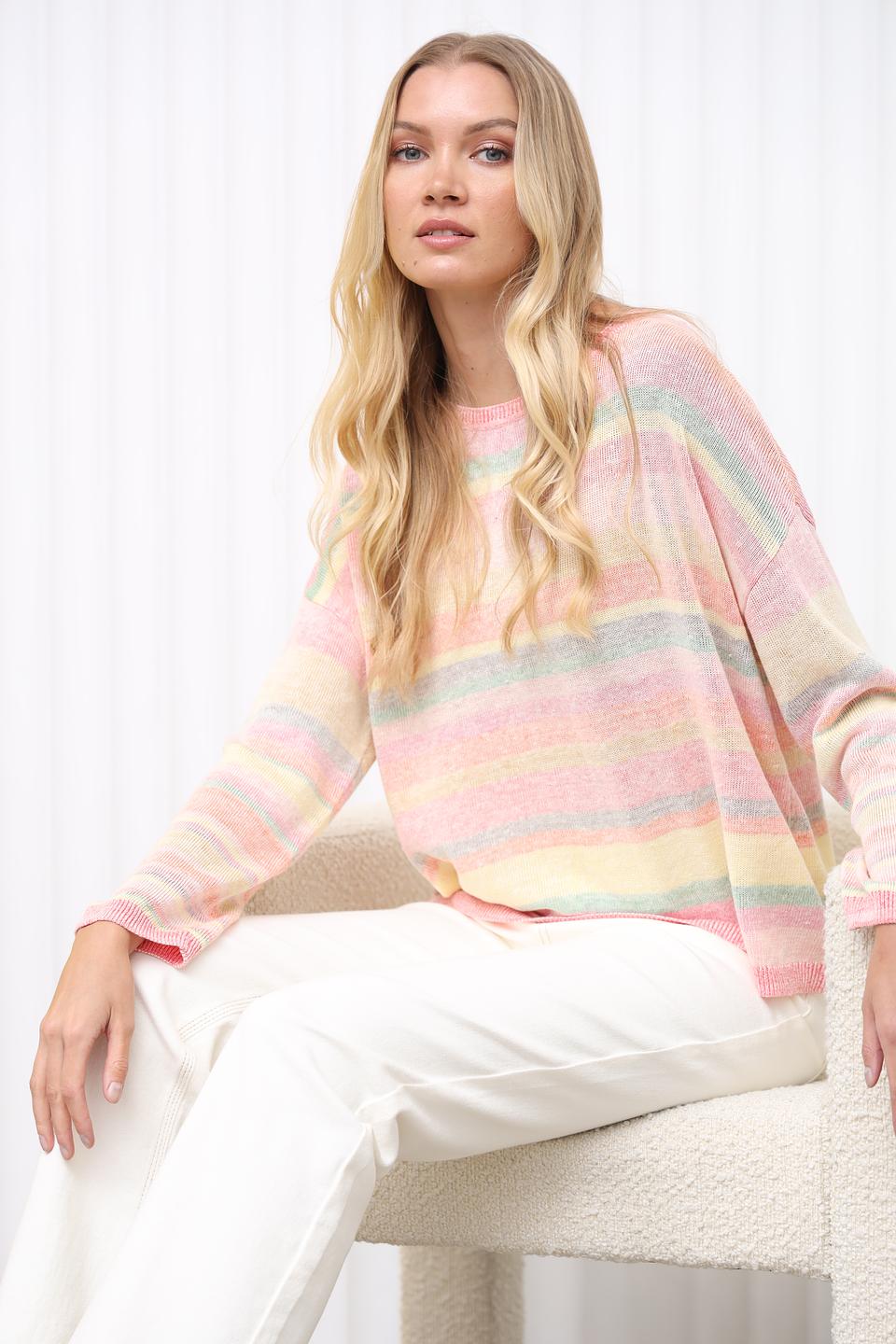 Пуловер Oui в полоску