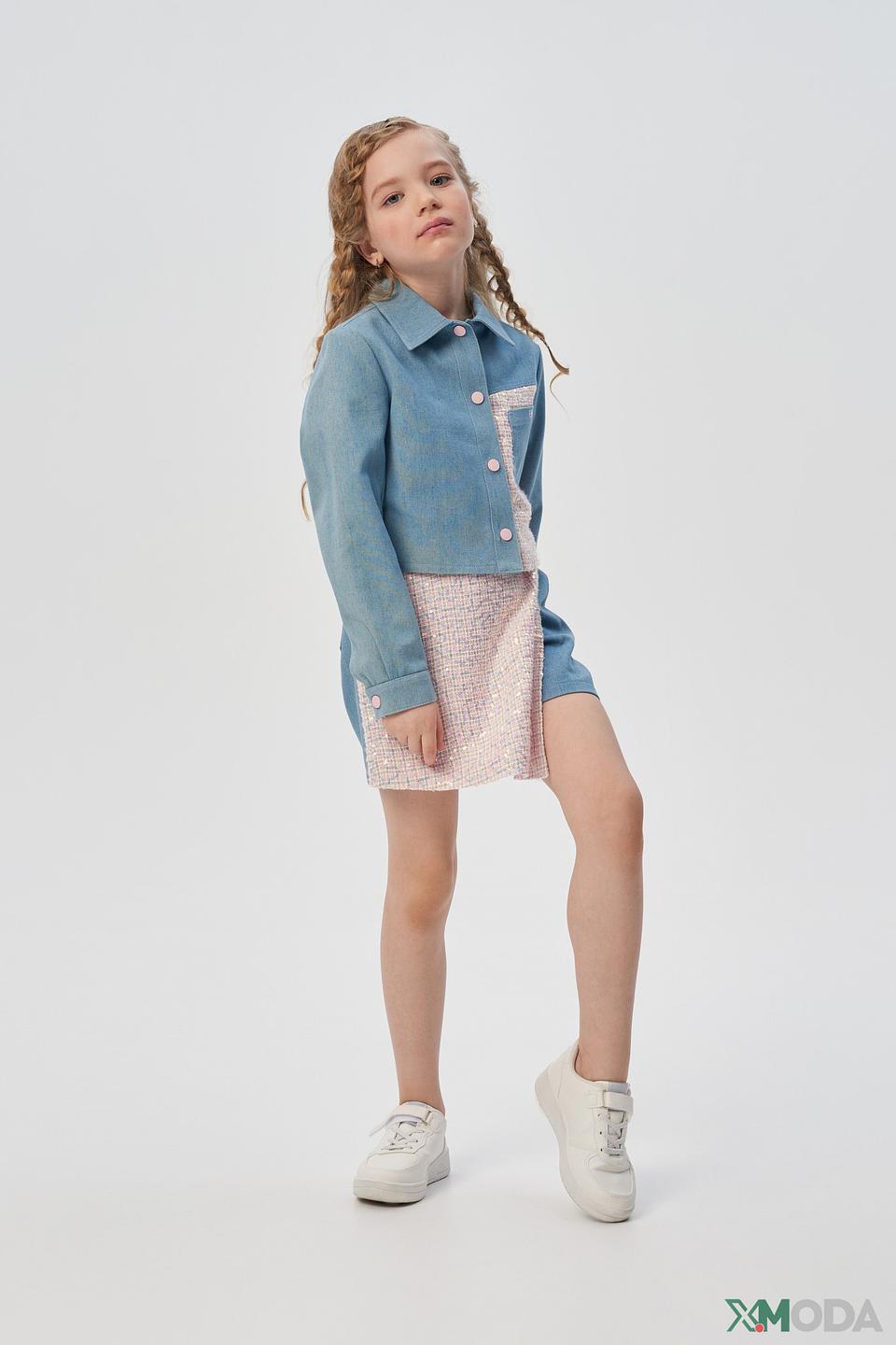 Юбка-шорты Choupette джинсового цвета с блестящей отделкой