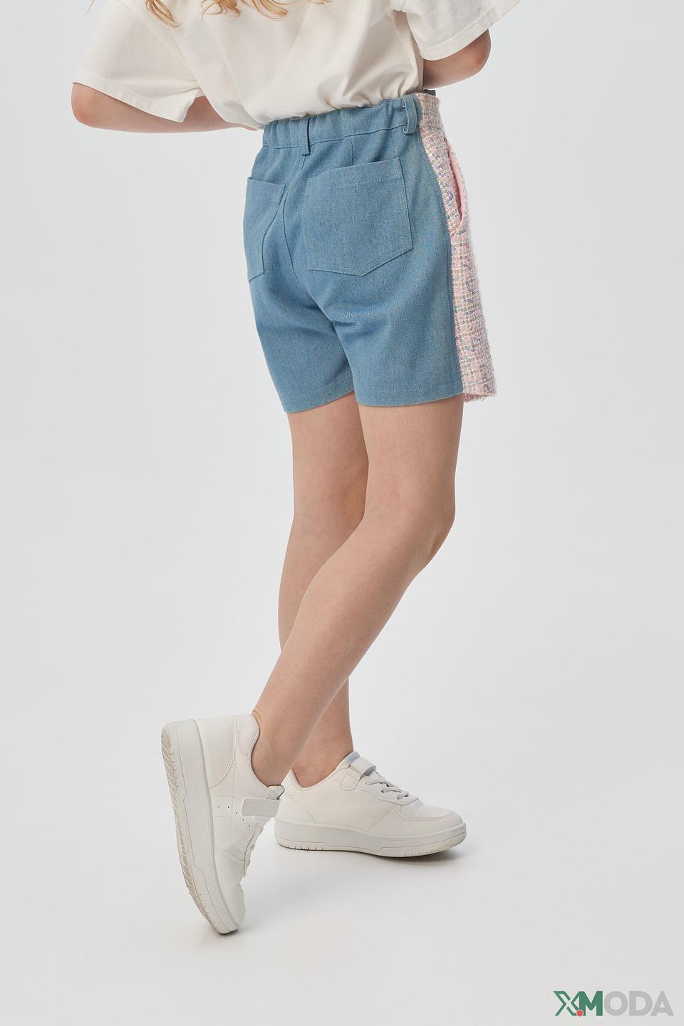 Юбка-шорты Choupette джинсового цвета с блестящей отделкой