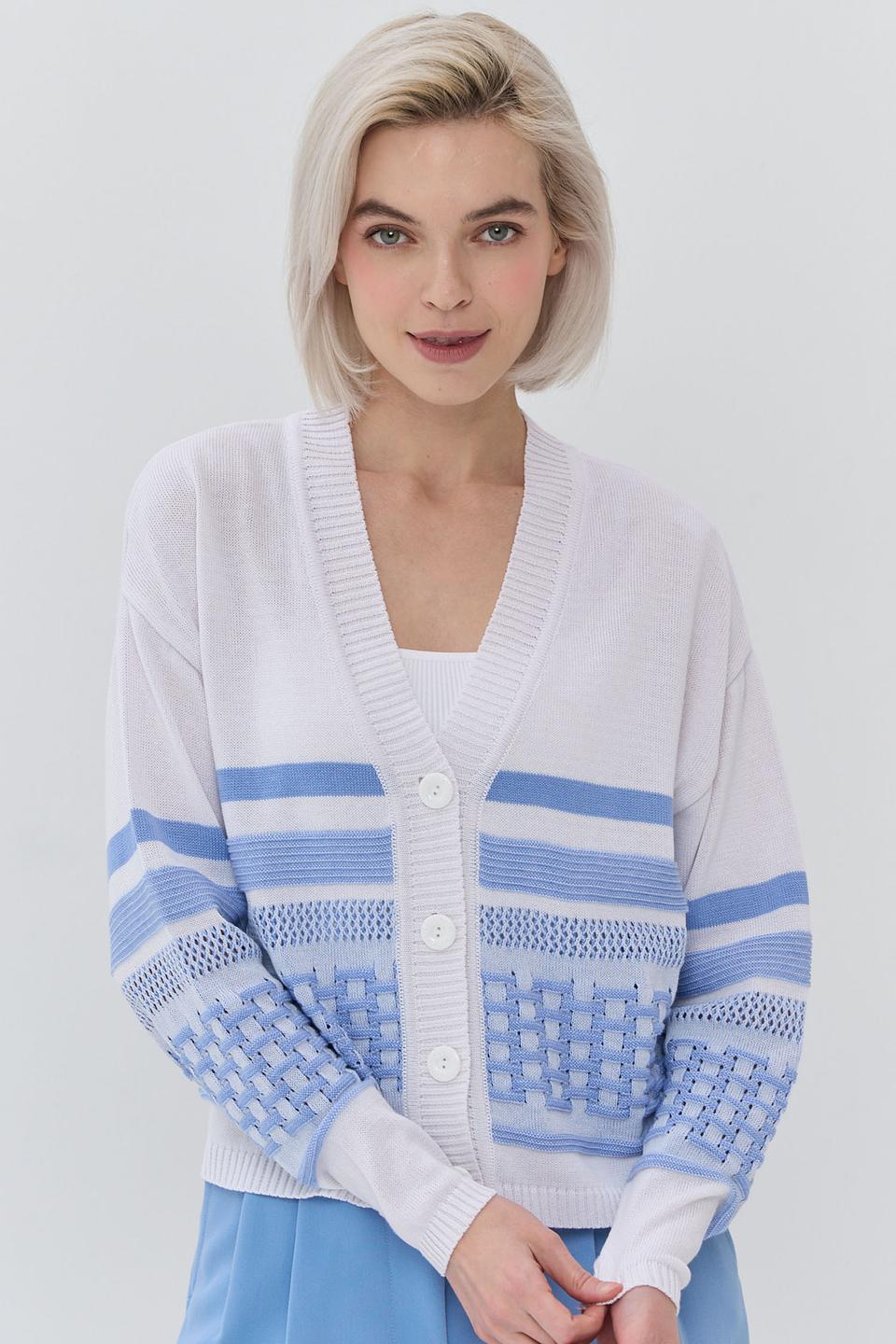 Кардиган VAY с полосками голубой