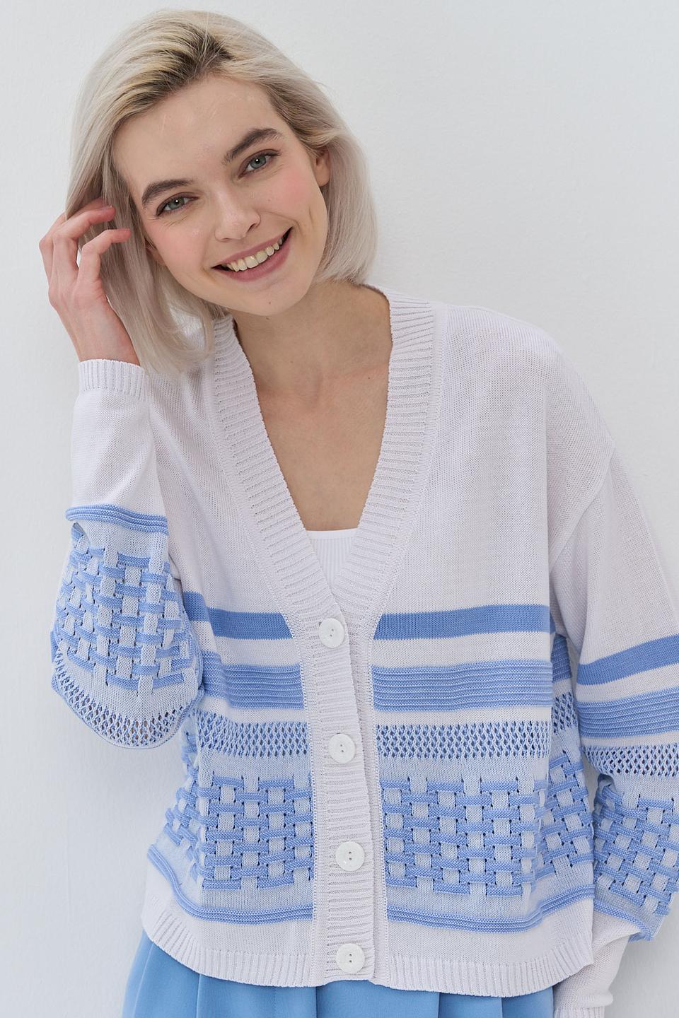 Кардиган VAY с полосками голубой