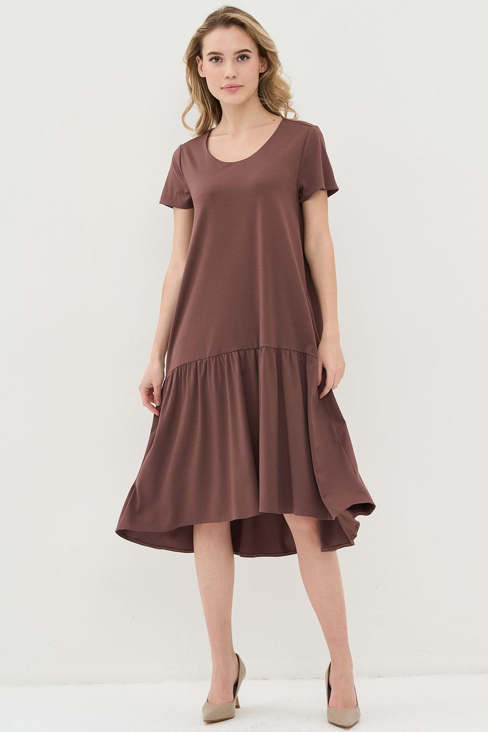 Платье VAY с юбкой-солнце коричневое