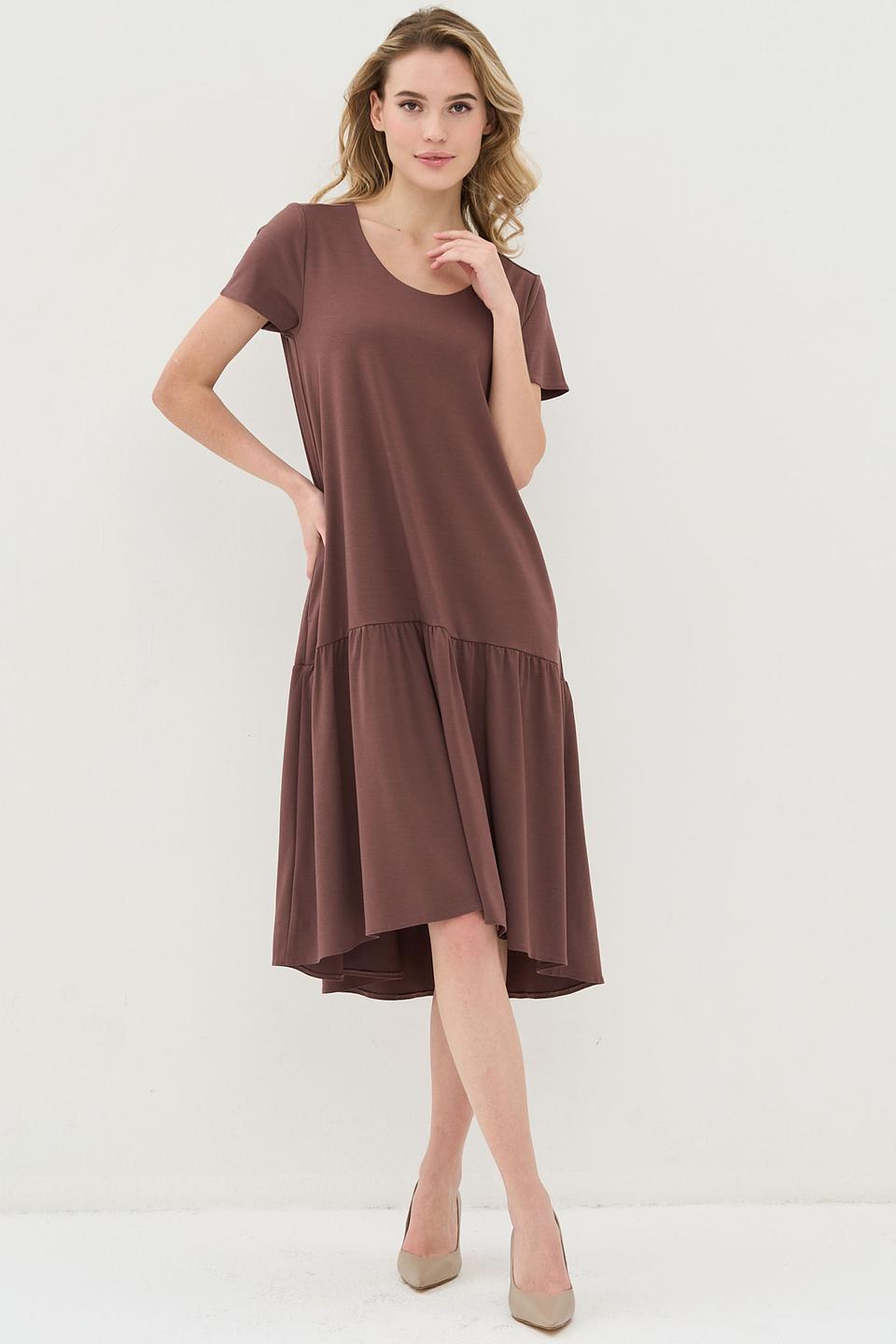 Платье VAY с юбкой-солнце коричневое