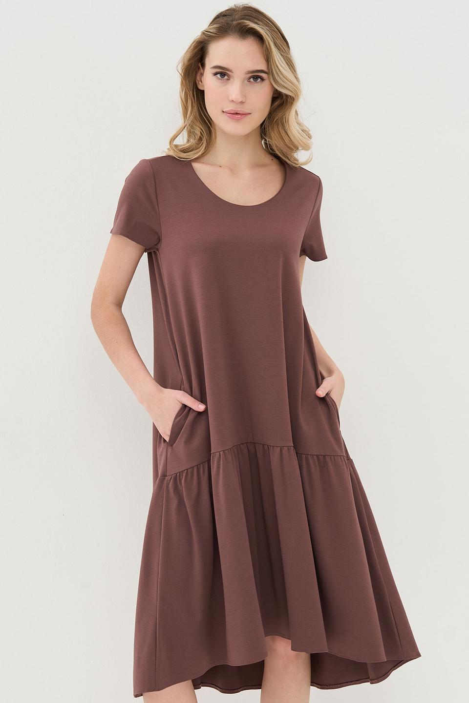 Платье VAY с юбкой-солнце коричневое