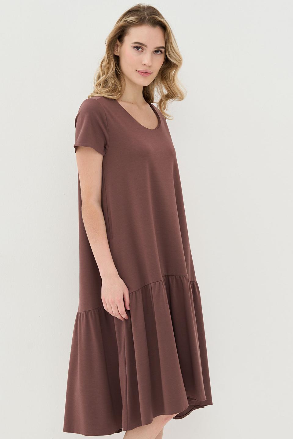 Платье VAY с юбкой-солнце коричневое