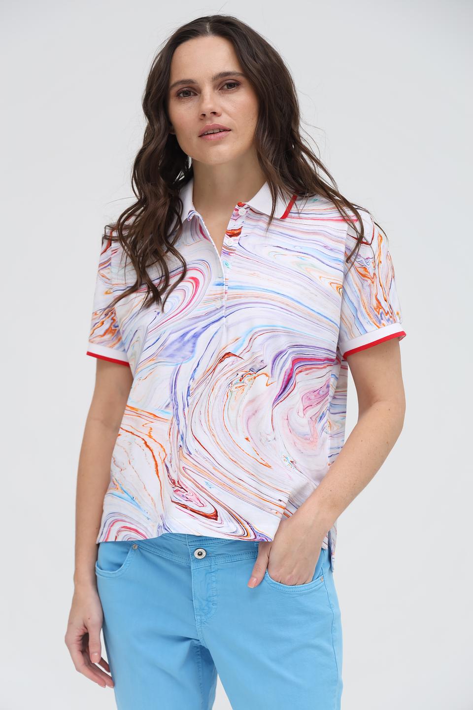 Поло Margittes с мраморным принтом