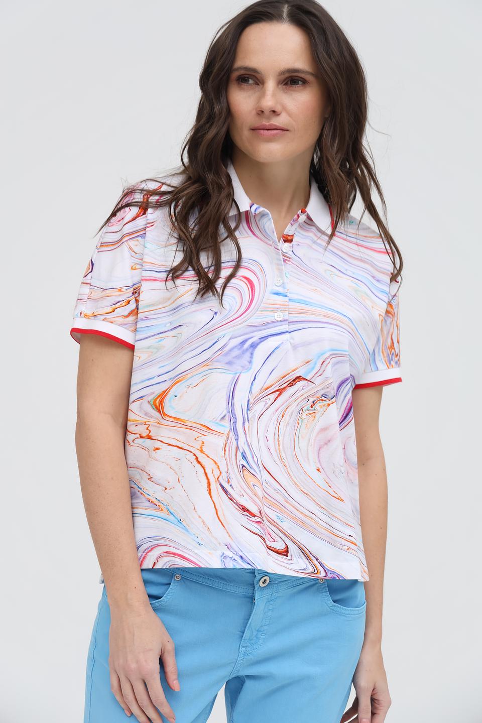 Поло Margittes с мраморным принтом