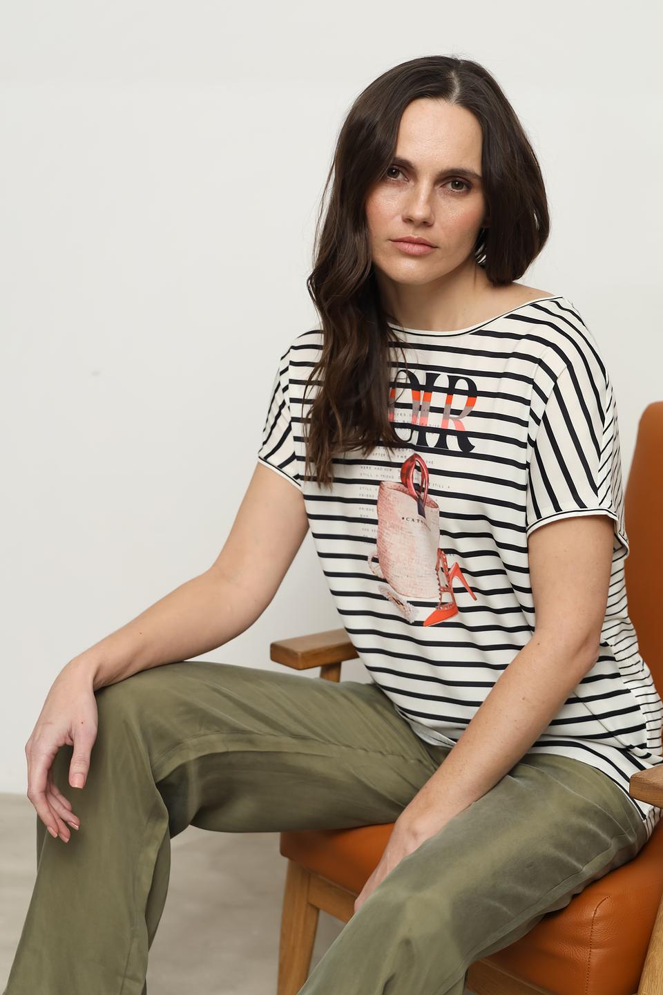 Футболка Catnoir полоска с принтом