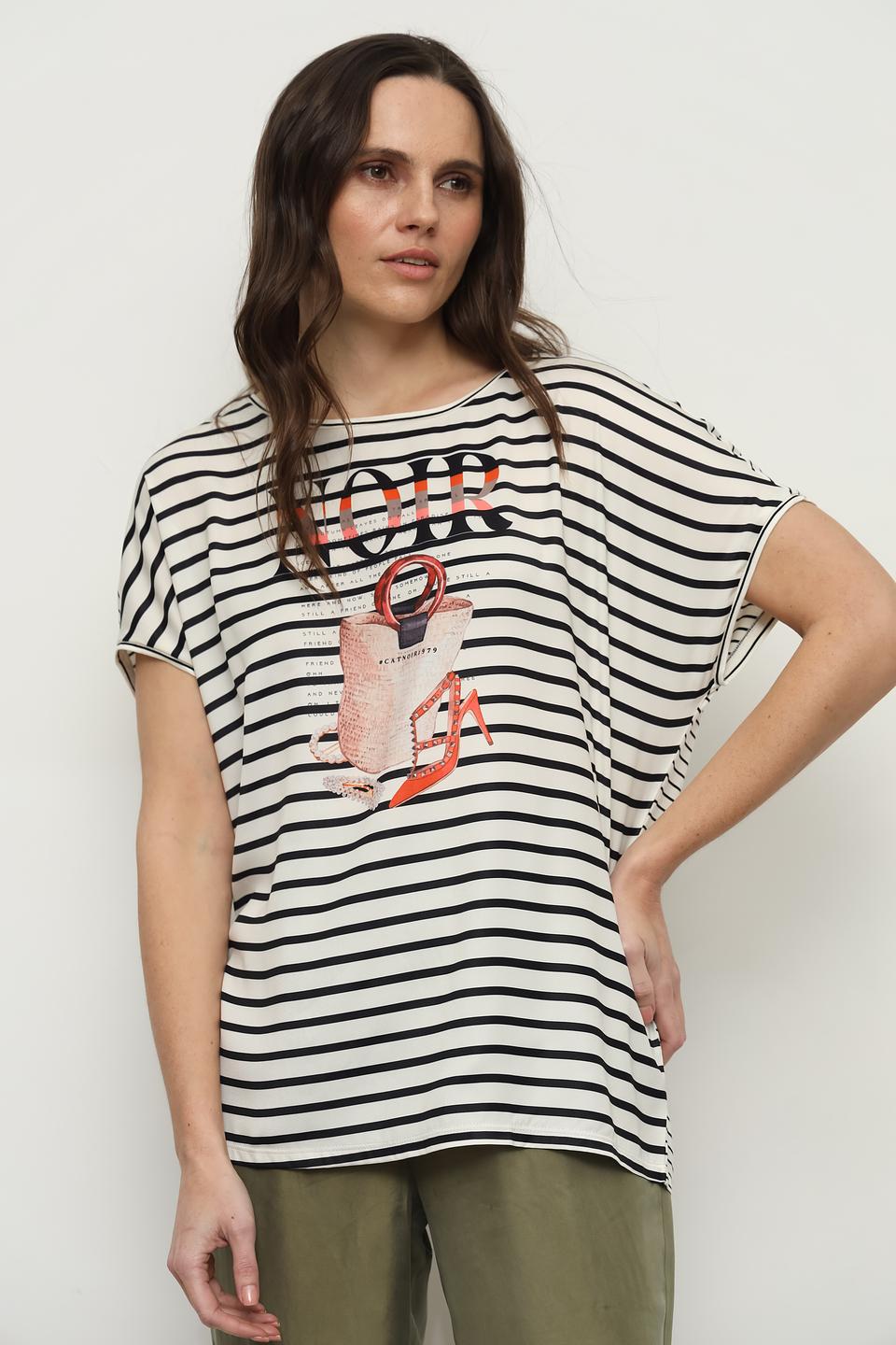 Футболка Catnoir полоска с принтом
