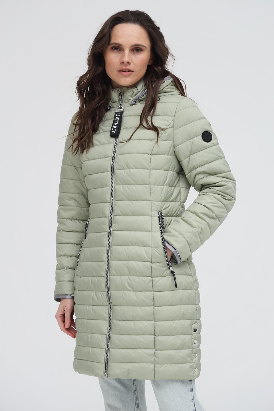 Пальто District стеганое оливковое