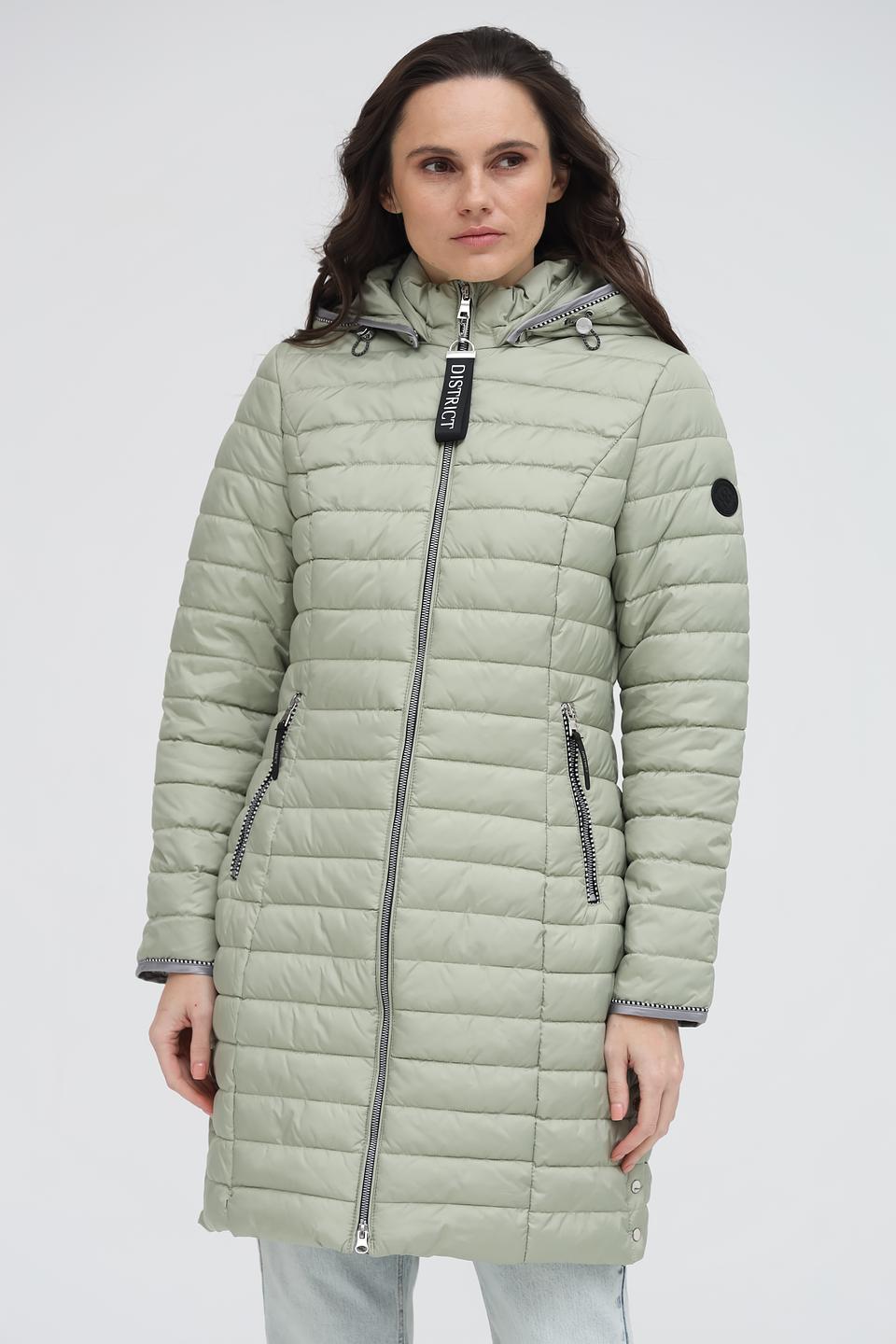Пальто District стеганое оливковое