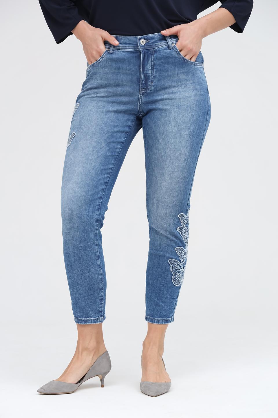 Джинсы Angels с вышивкой голубые