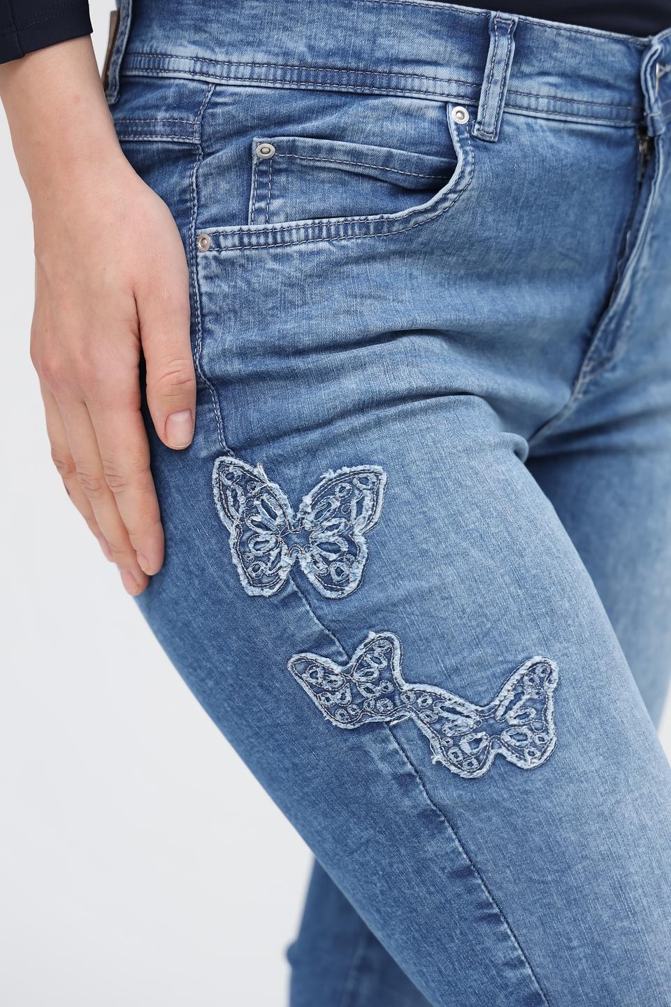 Джинсы Angels с вышивкой голубые