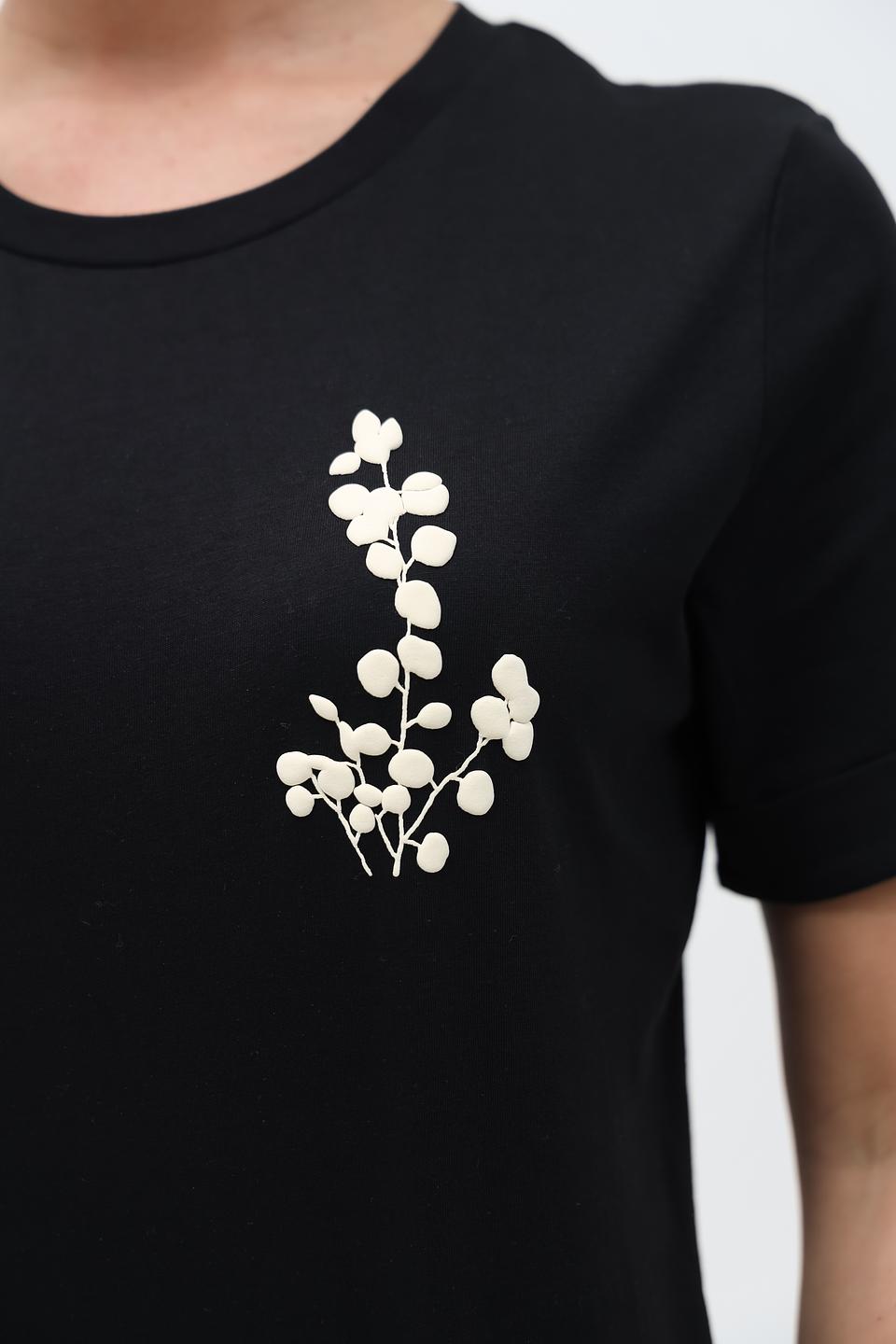 Футболка Taifun с цветком чёрная