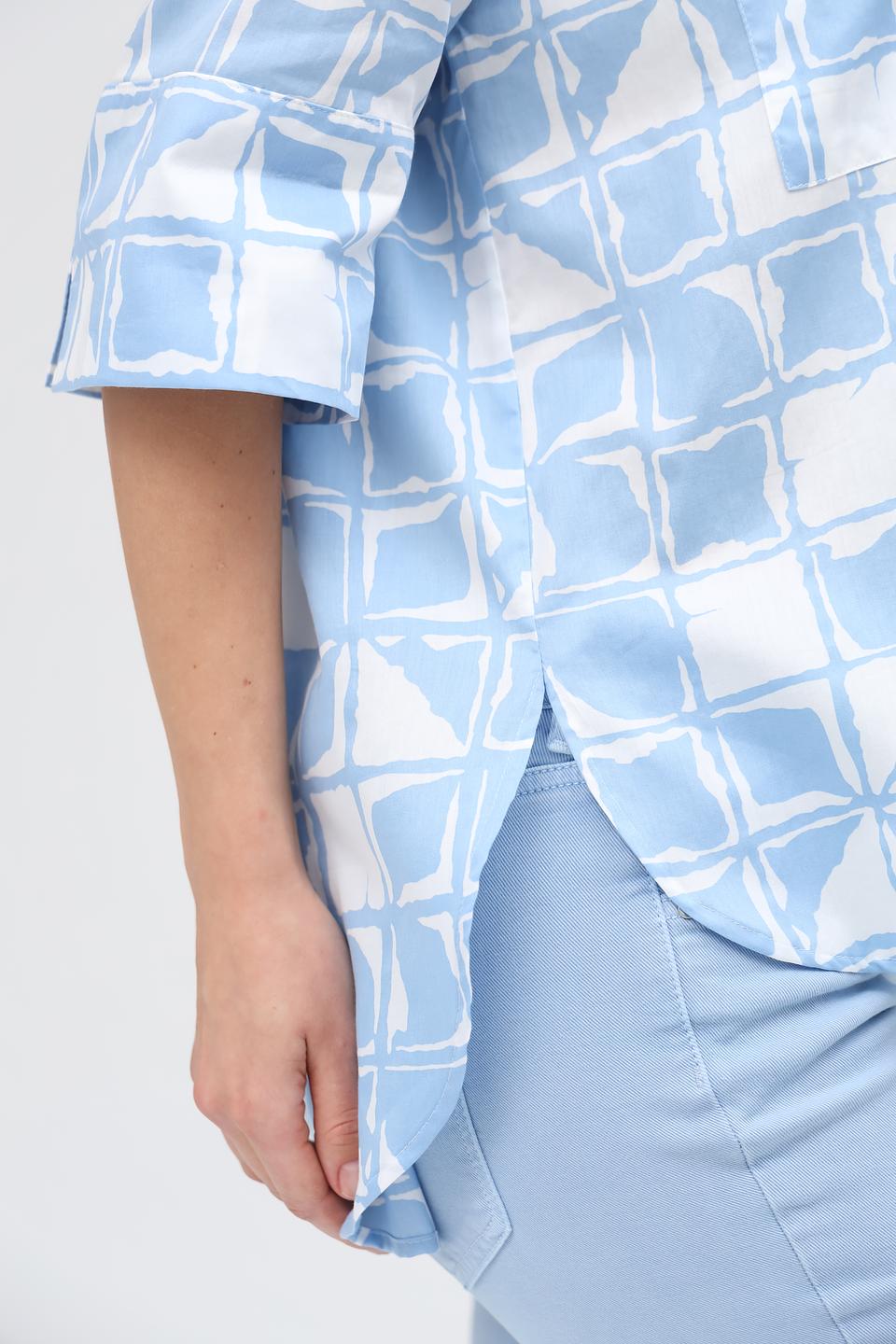 Блуза You Just White в клетку голубая