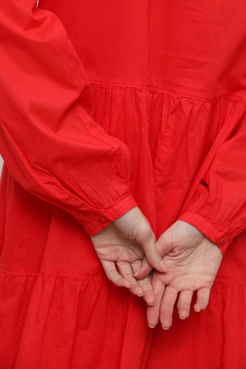 Платье Taifun красное с рукавами-фонариками