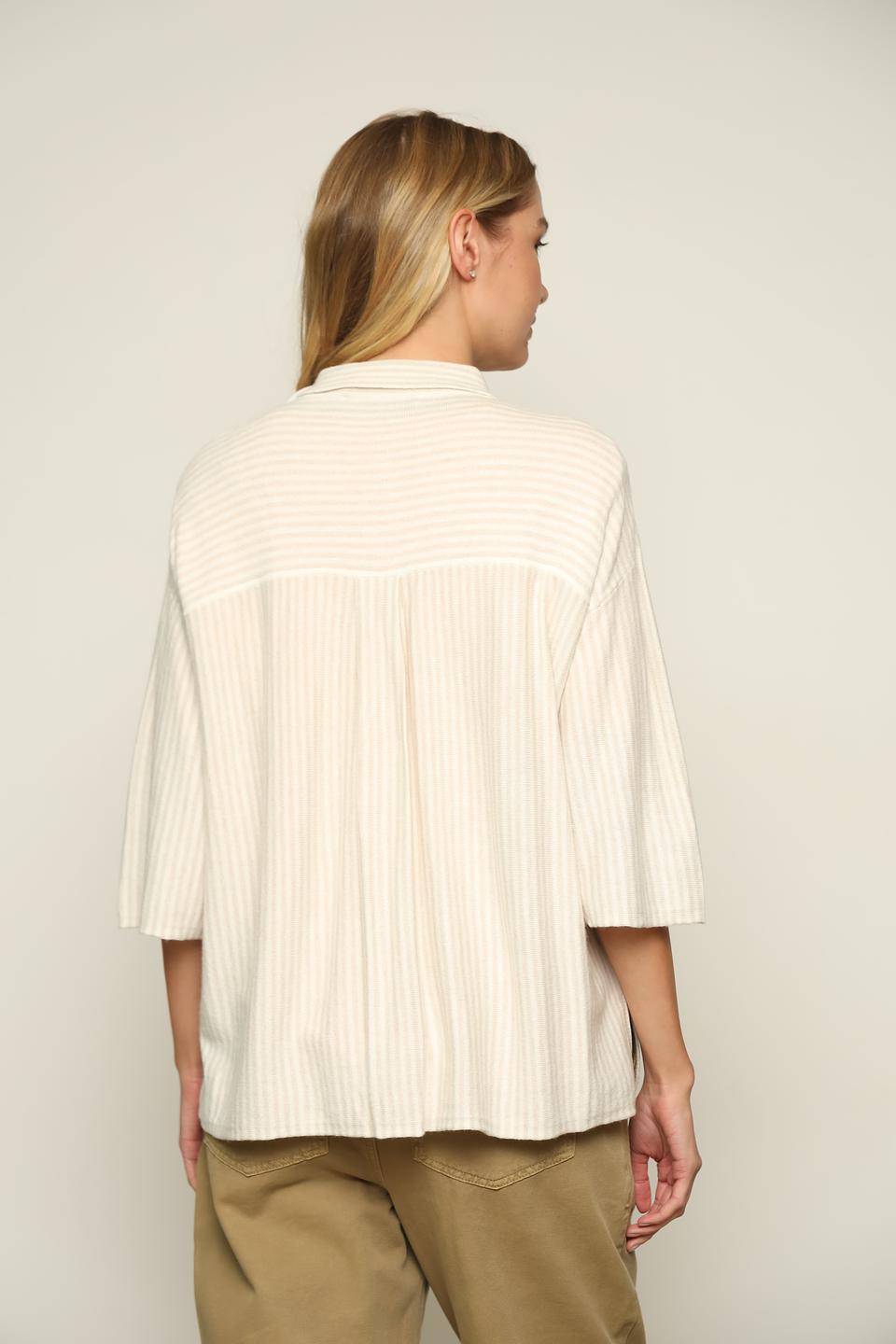 Рубашка Oui в полоску бежевая
