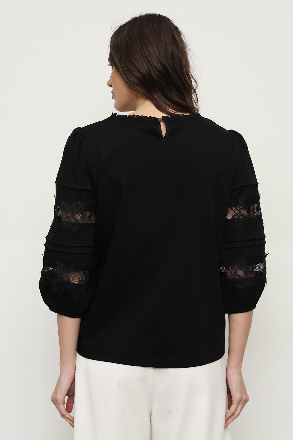 Блуза Taifun с кружевом чёрная