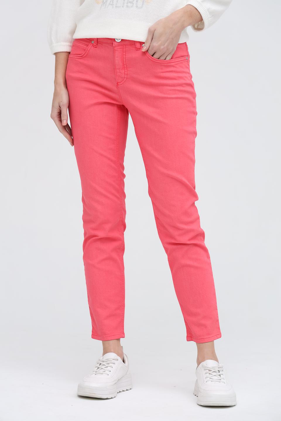 Джинсы Oui коралловые, зауженные