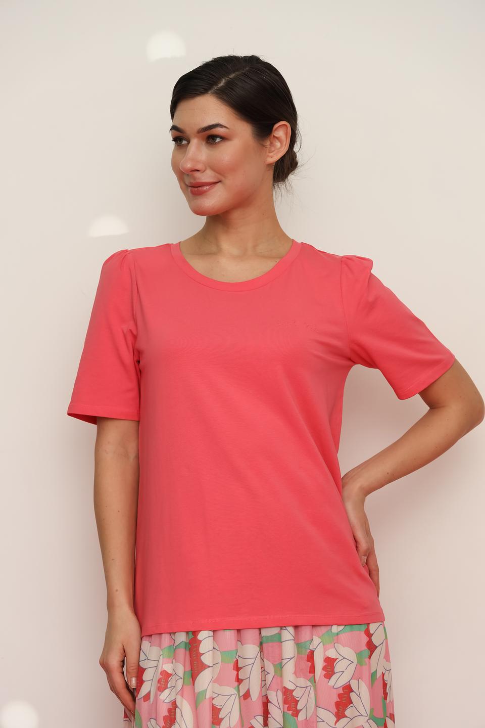 Футболка Oui с рукавами-фонариками коралловая
