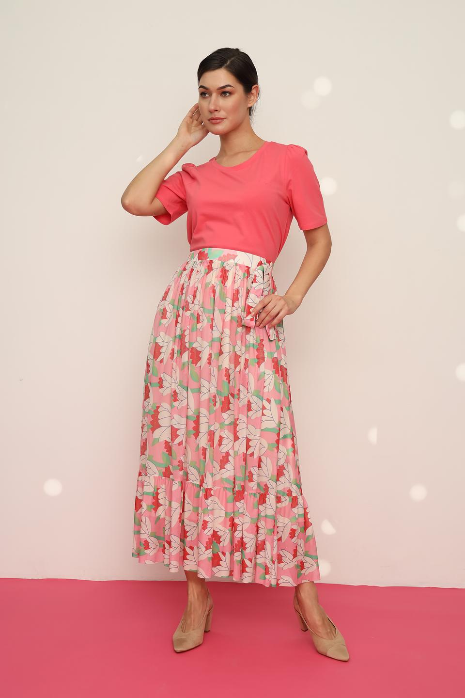 Футболка Oui с рукавами-фонариками коралловая